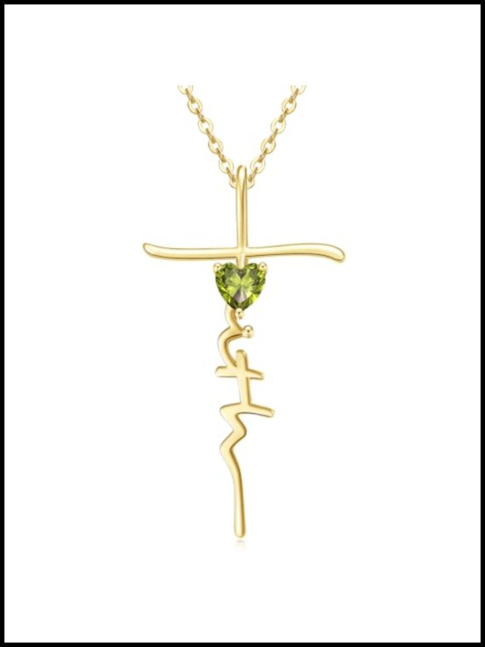 14k Gold Plated Faith Cross Birthstone Pendant Necklace Christian Jewelry